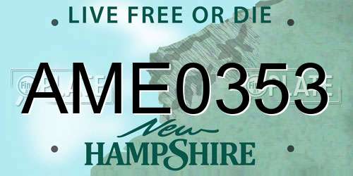 AME0353 New Hampshire License Plate