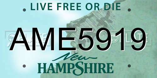 AME5919 New Hampshire License Plate