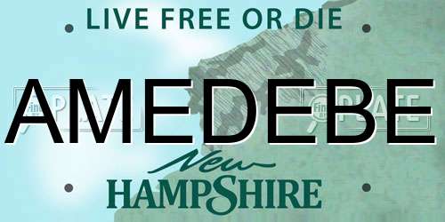 AMEDEBE New Hampshire License Plate