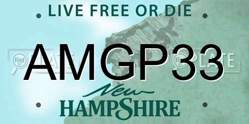 AMGP33 New Hampshire License Plate