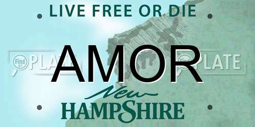 AMOR New Hampshire License Plate