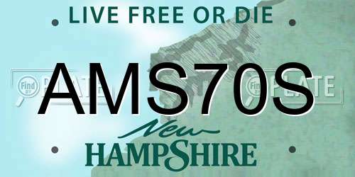 AMS70S New Hampshire License Plate