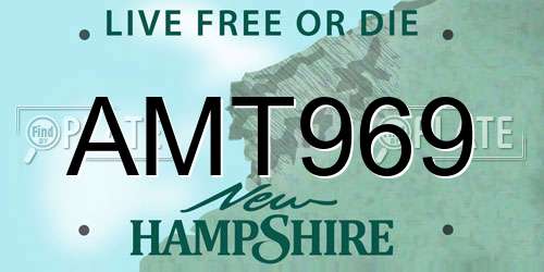 AMT969 New Hampshire License Plate