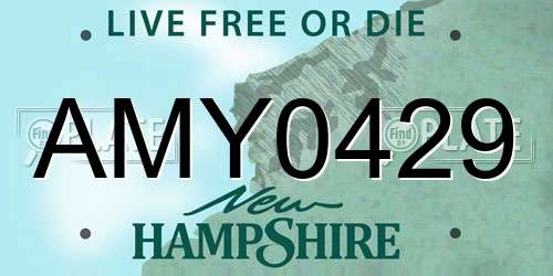 AMY0429 New Hampshire License Plate