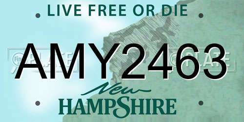 AMY2463 New Hampshire License Plate