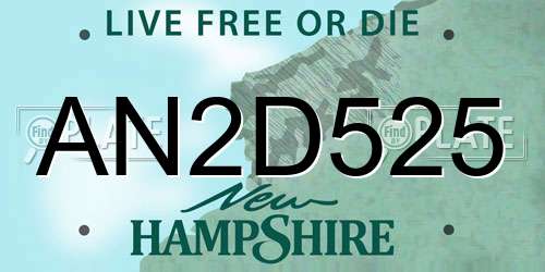 AN2D525 New Hampshire License Plate