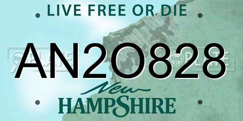 AN2O828 New Hampshire License Plate