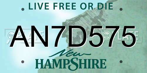 AN7D575 New Hampshire License Plate