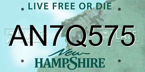 AN7Q575 New Hampshire License Plate