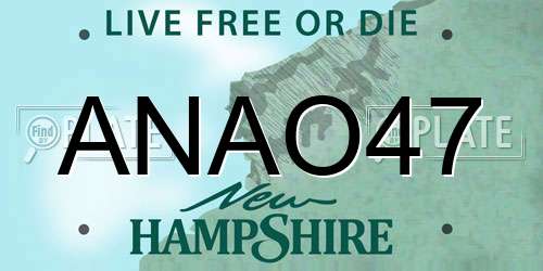 ANAO47 New Hampshire License Plate