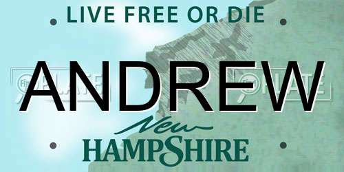 ANDREW New Hampshire License Plate