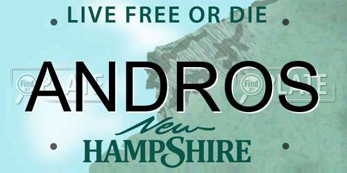 ANDROS New Hampshire License Plate