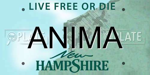 ANIMA New Hampshire License Plate