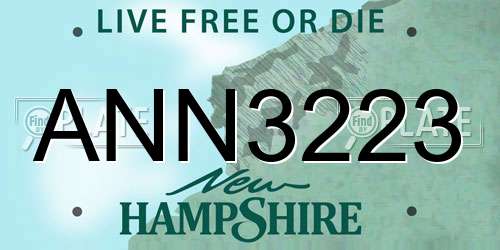 ANN3223 New Hampshire License Plate