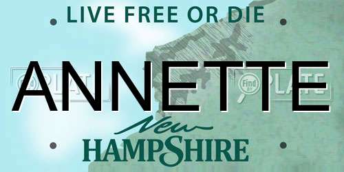 ANNETTE New Hampshire License Plate