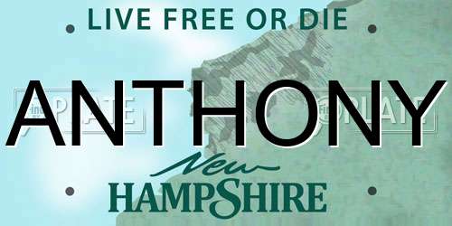 ANTHONY New Hampshire License Plate
