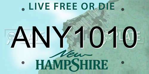 ANY1010 New Hampshire License Plate