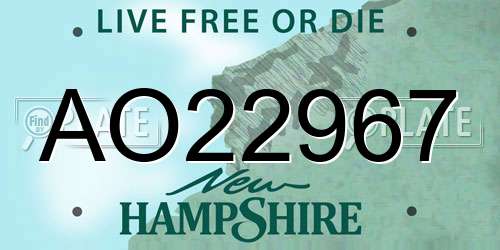 AO22967 New Hampshire License Plate