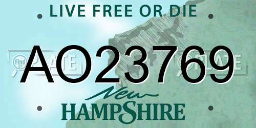 AO23769 New Hampshire License Plate
