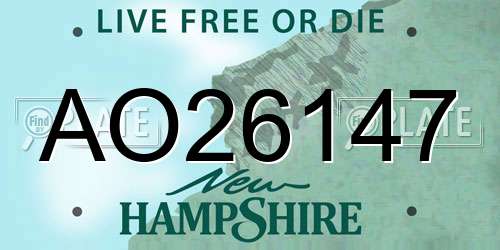 AO26147 New Hampshire License Plate