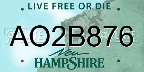 AO2B876 New Hampshire License Plate