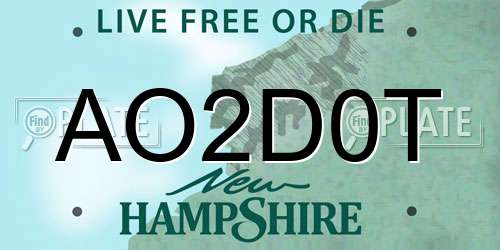 AO2D0T New Hampshire License Plate