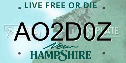AO2D0Z New Hampshire License Plate