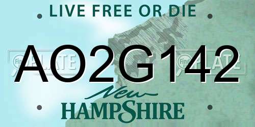 AO2G142 New Hampshire License Plate