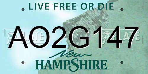 AO2G147 New Hampshire License Plate