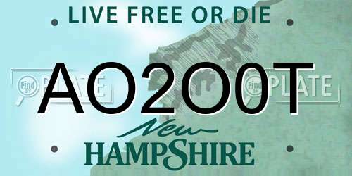 AO2O0T New Hampshire License Plate