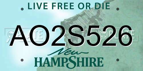 AO2S526 New Hampshire License Plate