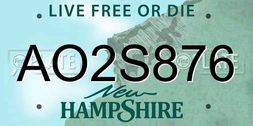 AO2S876 New Hampshire License Plate