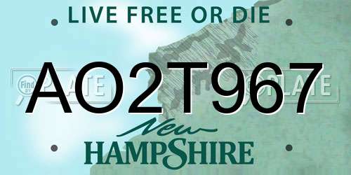 AO2T967 New Hampshire License Plate