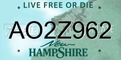 AO2Z962 New Hampshire License Plate