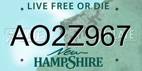AO2Z967 New Hampshire License Plate