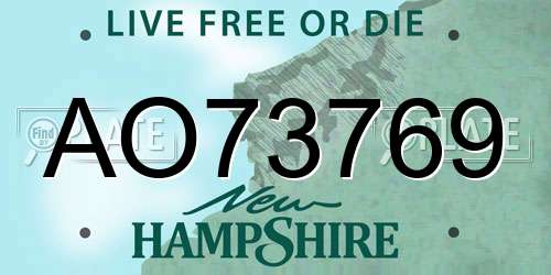 AO73769 New Hampshire License Plate
