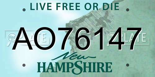 AO76147 New Hampshire License Plate