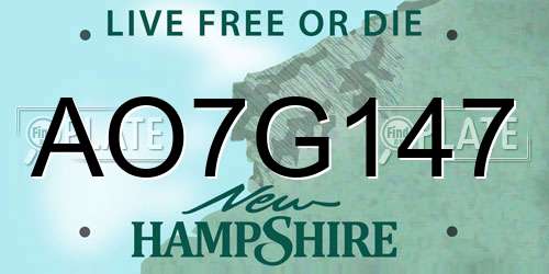AO7G147 New Hampshire License Plate