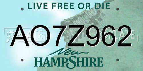 AO7Z962 New Hampshire License Plate