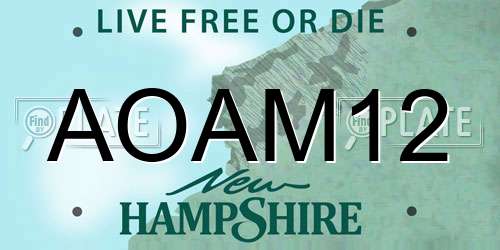 AOAM12 New Hampshire License Plate