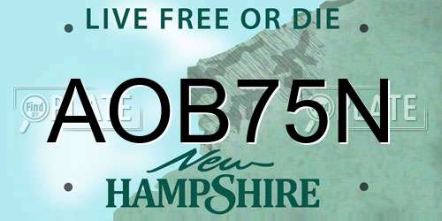 AOB75N New Hampshire License Plate