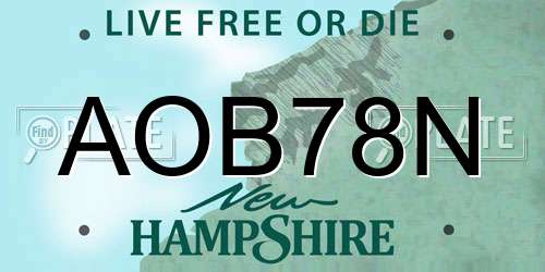 AOB78N New Hampshire License Plate