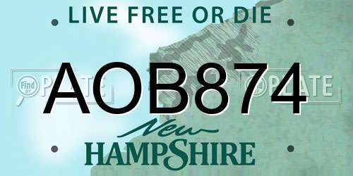 AOB874 New Hampshire License Plate