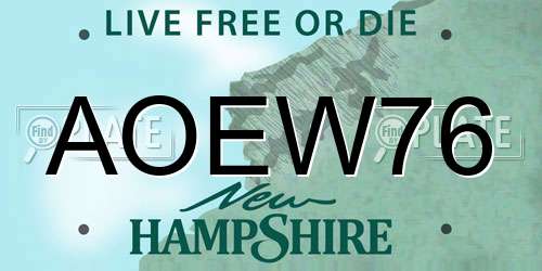AOEW76 New Hampshire License Plate