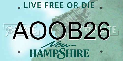 AOOB26 New Hampshire License Plate
