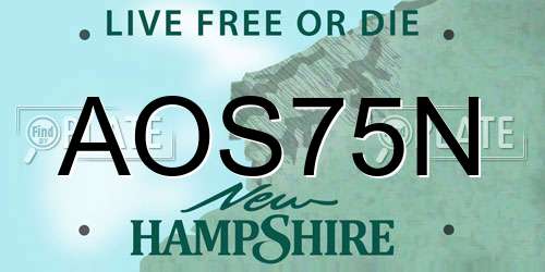 AOS75N New Hampshire License Plate