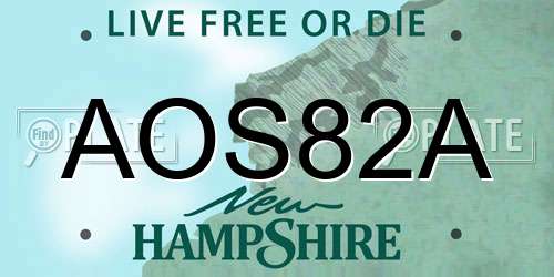 AOS82A New Hampshire License Plate