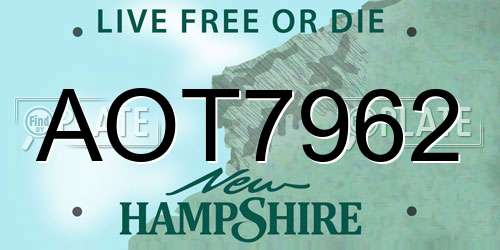 AOT7962 New Hampshire License Plate