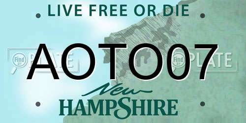AOTO07 New Hampshire License Plate