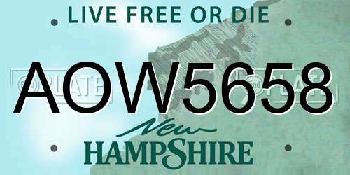AOW5658 New Hampshire License Plate